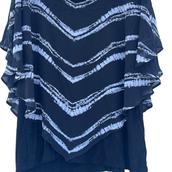 Roz & Ali Black and White Flowy Sheer Blouse 3X - Picture 8 of 10